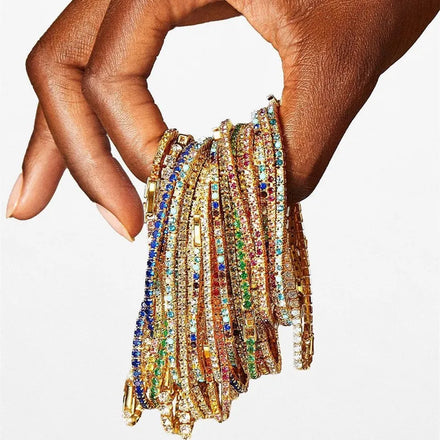 SC Popular Korean Colorful Zircon Bracelet Fashion Elastic Crystal Bracelet Simple Shiny Diamond Bracelet for Teen Girls