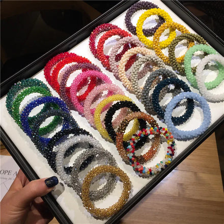 Colorful Crystal Elastic Hair Bands Girls Hair Ties Headwear Ornament Accessories Ponytail Scrunchies Hairband