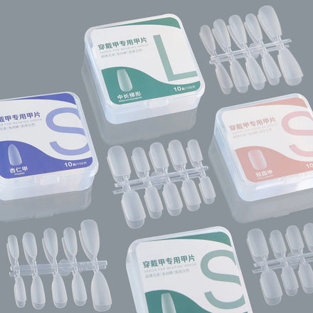Press on Nails 100 Pcs Transparent Nail Tips French Full Cover No Trace Square Ballet Water Drop Frosted Artificial False Nail