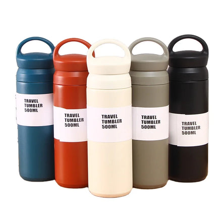 New 500ml 350ml Wholesale Double Wall Stainless Steel Vacuum Flasks Thermoses Travel Mug Handle Lid Coffee Tumbler with Lid