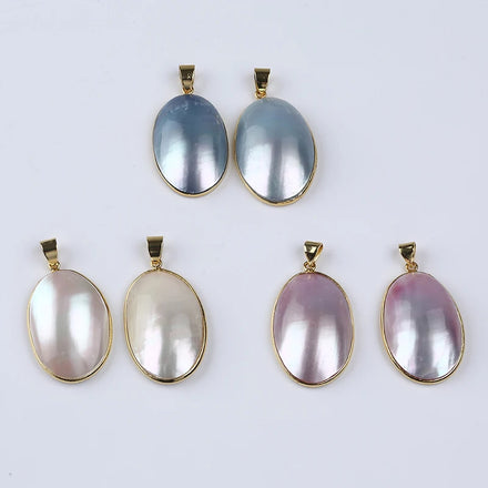 Fashion Oval Shape Mabe Shell Gold Plated Pendant Diy Jewelry Accessory Making