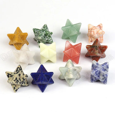 Natural Meditation Stones Merkaba Star of David Crystal Set 18mm Genuine Healing Crystals Gemstone