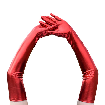 Plus Size Wetlook PVC Latex PU Faux Leather Gloves Shiny Long Glove Punk Hip-pop Jazz Club Wear Cosplay Costumes Gauntlet Luvas