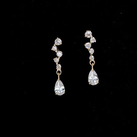Fancy Shiny Tassel Earrings Pure 925 Sterling Silver Luxury Flower Shaped Zircon Stud Earrings for Women Girls