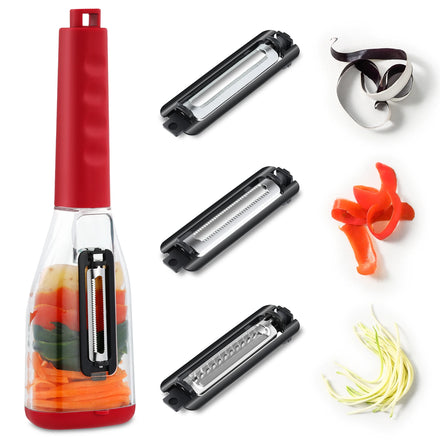 Kitchen Gadgets 3-in-1 Manual Fruit Slicer Stainless Steel Ulienne Peeler for Carrots Apples Cucumbers