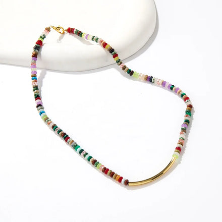 New Arrival Bohemian Style INS Trendy Elegant Multi-Color Natural Stone Necklace for Women for Engagement and Wedding Parties