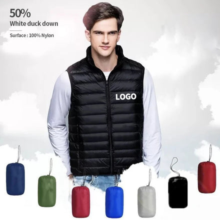 Down Sleeveless Jacket Clothing Manufacturers Custom Embroidery Winter Puffer Vest for Men