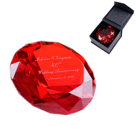 Popular Ruby Glass Diamond Red Gemstone Crystal Diamond Paperweight for Wedding Anniversary Gifts