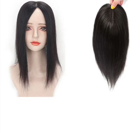 Ready to Ship Remy Human Hair Piece With Clips in Natural Scalp Top Free Parting Top Silk Base Topper for Women Hot Supplier
