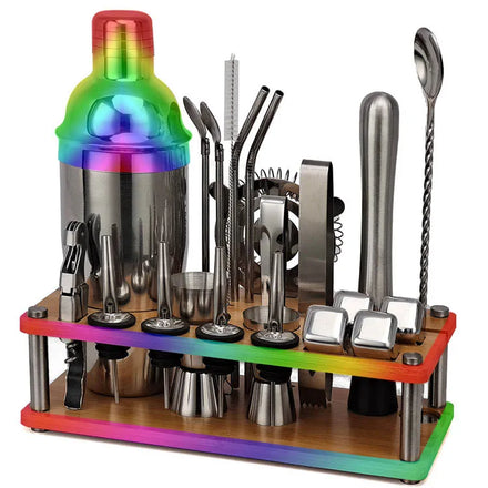 23PCS Eco-Friendly Durable Stainless Steel Bar Tool Set with Cocktail Shaker Strainer Bartending Kit (750ml Capacity)