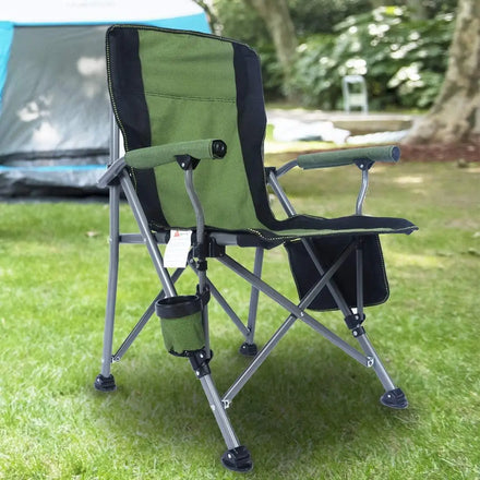 WoQi Hard Arm High Back Lawn Chair Heavy Duty with Cup Fishing Carry Bag Included Camping Chair