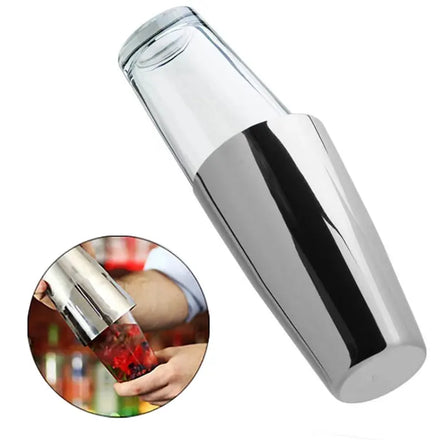 Top Hot Sale Clear Glass Stainless Steel Boston Cocktail Shaker Barman Tools for Wine Beer Cocktails Mixing