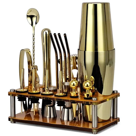 Custom Stainless Steel Boston Cocktail Shaker Set Home Bar Bartender Kit with Stand for Mixing Drinks Gift Shaker Bottle