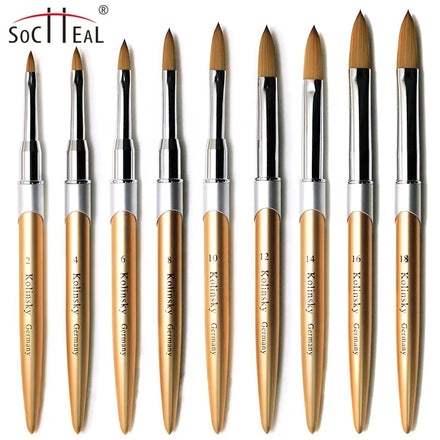 Kolinsky Acrylic Nail Brush Custom Logo Aluminum Handle Acrylic Nail Brush Crimped Pincel Kolinsky