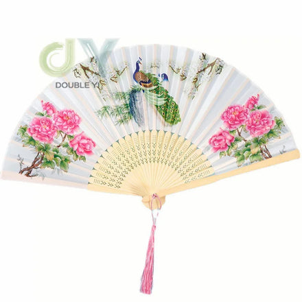 Chinese Folding Hand Fan Handheld Manual Silk Bamboo Hand Fan