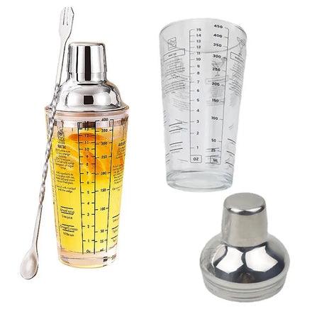 Unique Design Luxury Bar Accessories Personalized 450ml Glass Cocktail Shakers With Silver Lid Wine Martini Glass Cups