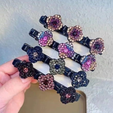 HC-070 Fashion Korean Crystal Flowers Hair Clips for Girl Bangs Side Barrettes Duckbill Clip