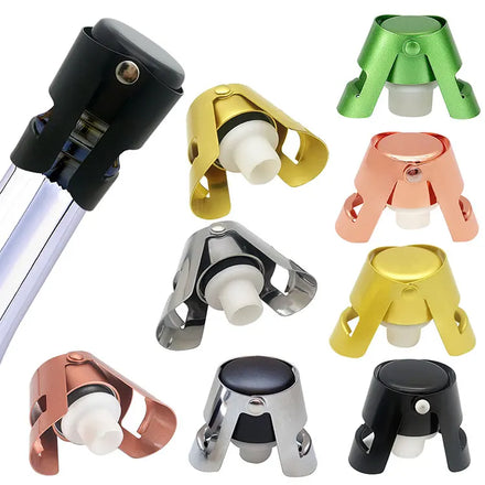 Premium Stainless Steel Silver Bubbly Bottle Saver Plug Air Tight Cork Sealer Silicone Closure Sealing Champagne Stopper