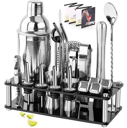 Factory Direct 23-Piece Boston Cocktail Shaker Kit Stand 750ml Stainless Steel Bartender Bar Tool Mixer Cocktail Shakers