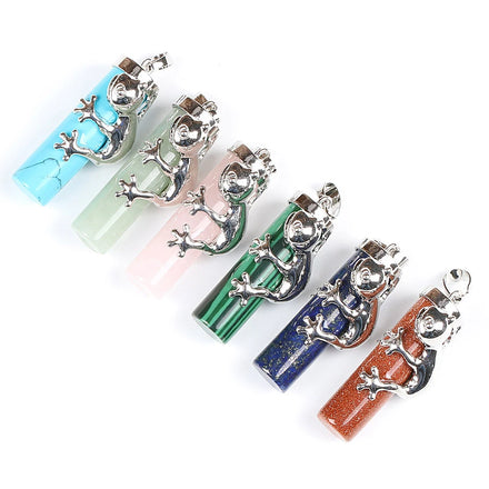 Classical Cut Kawaii Frog Charms Quartz Gemstone Animal Shaped Children's Platinum Plated Pendant