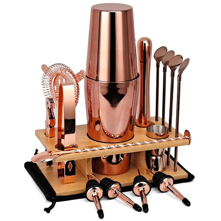 Wholesale Premium 11-Piece Stainless Steel Bar Tool Set Rose Gold Plated Eco-Friendly Durable 750ml Capacity Cocktail Shaker