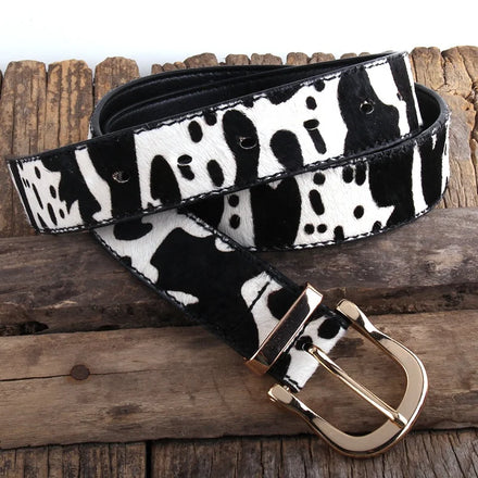 Fashion Beautiful 2.8cm Leopard Spotted Horsehair Leather Belt Golden Pin Buckle Woman Cowskin Leopard Belts Women Accessory
