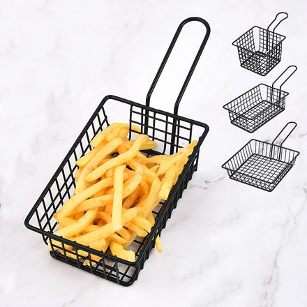 Creative Tableware Kitchen Tools American Black Container Iron French Fries Basket Snack Storage Basket