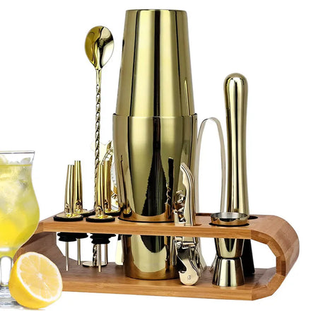 Factory Hot Sale 12 Piece 750ml Cocktail Shaker Set Rose Gold Stainless Steel Bar Tools Kit for Bartenders for Bartending