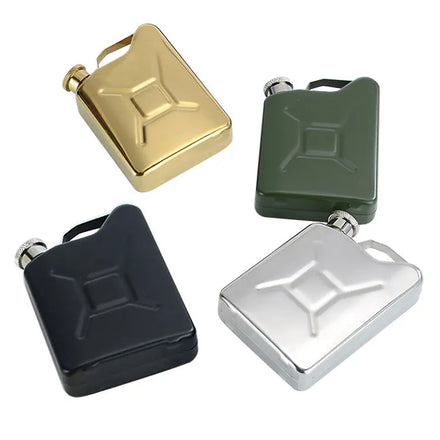 OEM 5oz Outdoor Portable Gold Flagon Mirror Modern Stainless Steel Olive Green Liquor Wisky Jerrican Oil Drum Shape Hip Flasks