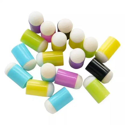 DIY Craft Children Painting 6 Colors Finger Sponge Dauber Sets with Plastic & Sponge for Stenciling Stamping