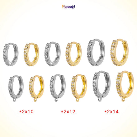 POENNIS Geometric Trendy Earring Charms for Jewelry Making 18K Gold Plated Brass Zircon Creole Hoop Earrings Bulk
