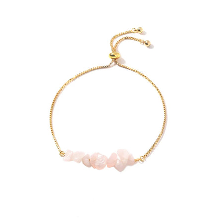 RisingMoon Healing Crystal Amethyst Rose Crystal Gem Stone Bracelet 18K Gold Plated Bracelets Adjustable for Women Jewelry