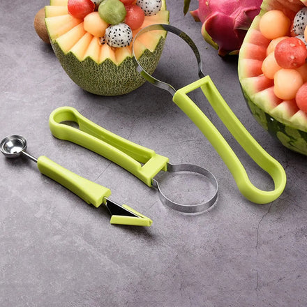 Fruit Carving Tools 3 in 1 Set Stainless Steel Fruit Scooper Seed Remover Melon Baller