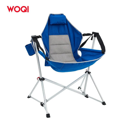 Woqi Customized Simple Heavy Duty Swing Armless Camping Beach Chair With Pillow Compact Backpacking for Picnic