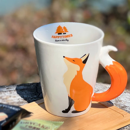 Orange and White Hand Painted Cartoon 3D Fox Mug Tea Cup Ceramic Animal Coffee Cup Mug