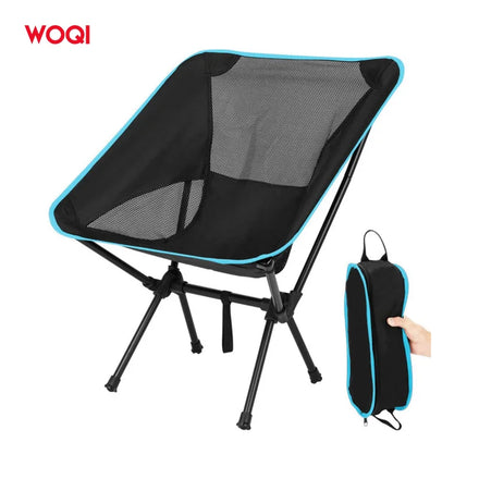 Woqi Custom Logo Color Size Foldable Portable Lightweight Mini Moon Camping Chair for Beach Fishing