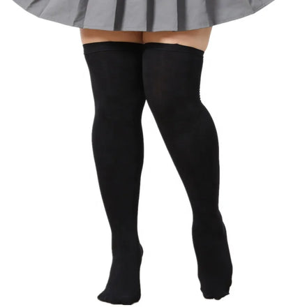 Wholesale Black White Long Stockings Nylon Plus Size Over the Knee Thigh High Socks for Women