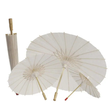 Craft Gifts Paper Umbrellas Customization DIY Handmade Drawing Blank Wooden Handle Paper Umbrella