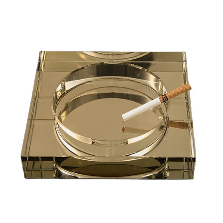 Wholesale Hotel Restaurant Home Decor Customized Polishing Square Smokeless Hand Cut Crystal Glass Ashtray