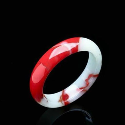 Fashion Jewelry Lady White Red Color Bangle Bracelets Hand Carved Round Jade Bangle