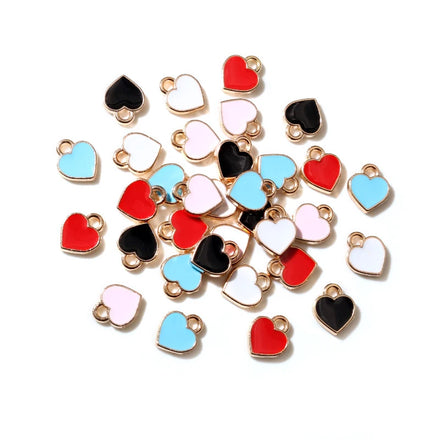 50PCS 6*8mm Alloy Metal Drop Oil Small Heart Charms KC Gold Pendant for DIY Bracelet Necklace Jewelry Making