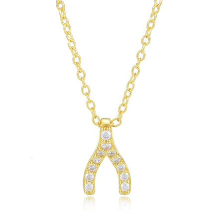 PEISHANG Fashion Letter Y Charm Herringbone Chain Zircon S925 Sterling Silver Tree Branch Pendant Necklaces Jewelry for Women
