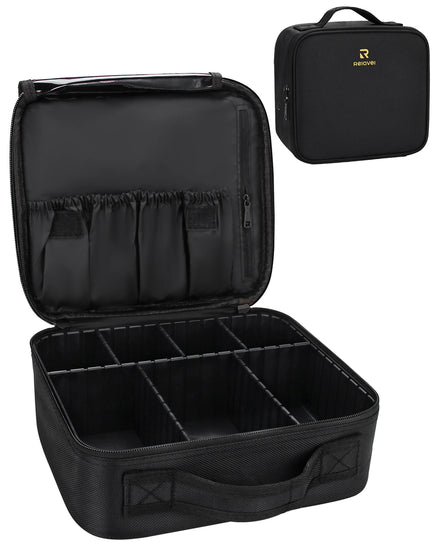 Relavel Portable Cosmetic Artist Storage Bag with Plastic Adjustable Divider Organizer Bag Makeup Travel Train Case