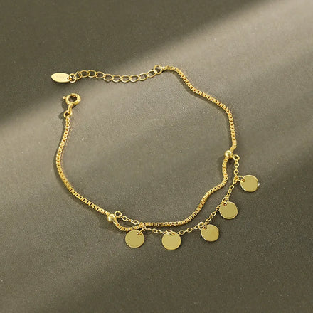 925 Silver Bracelet Women Sterling Silver Double Chain Tassel Gold Plated Chain Tennis Bracelets for Women
