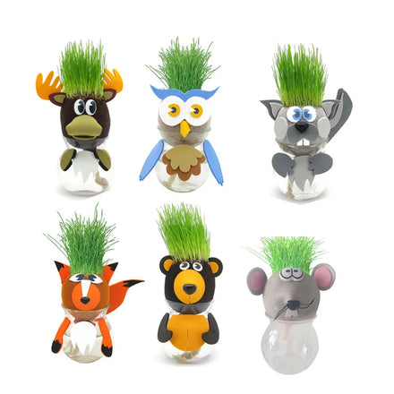 Mini Magic Plant Pot Grass Head Doll Indoor Potted Plant Garden Landscaping Decking DIY Potted Doll with Grass Hair