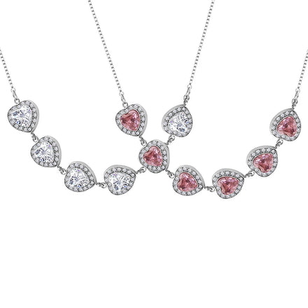 New Version Fashion Shiny Zircon Pendant Necklace Stainless Steel Jewelry Necklace for Women