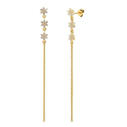 Grace 925 Sterling Silver Fashion Snowflake Zircon Tassel Chain Earrings for Women Wholesale