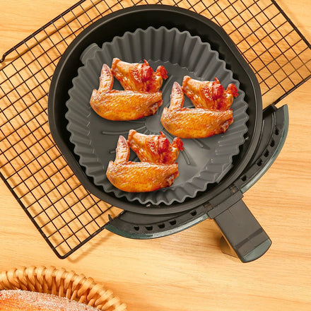 Hot Sale Cheap Food Safe Reusable Air Fryer Silicone Pot Non-stick Oven Baking Easy Cleaning air Fryer Silicone Liners Pot Tray