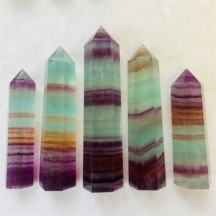 Wholesale Natural Healing Crystal Gemstone Polished Stone Rainbow Fluorite Wand Point Decoration
