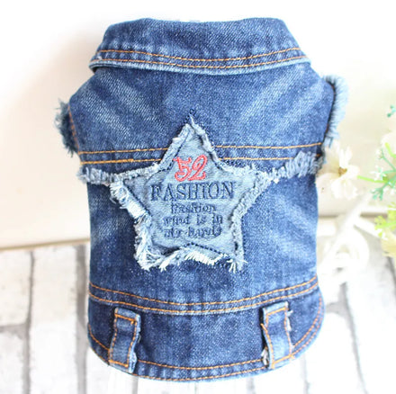 Embroidered Dog Jean Jacket Custom Apparel High Quality Pet Dog Clothes